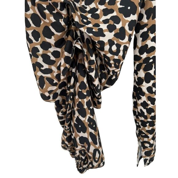 Eloquii Plus Size Blouse Size 20‎ Animal Print Ruched L/S V-Neck Casual Work - Picture 5 of 15